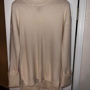 Halogen 100 % Cashmere Cream Turtleneck Sweater